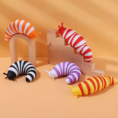 Colorful Simulation Caterpillar Antistress Toy Funny Fidget Decompression Articulated close-up view