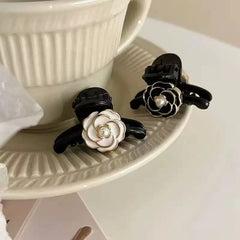 2Pcs Retro French Black Temperament Camellia Small Grip Princess Hair Clip Side Hairpin Clip wholesale