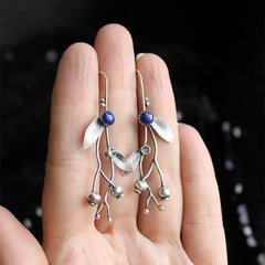 Silver color earrings Blueberry plant jewelry Elven style botanical earrings