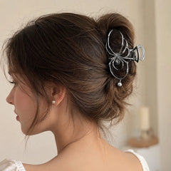 Spider Hair Clip Women Pearl Pendant Rhinestone Hair Claw