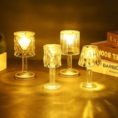 Mini Crystal Table Lamp | Color Changing Battery Night Light for Bedroom Decor