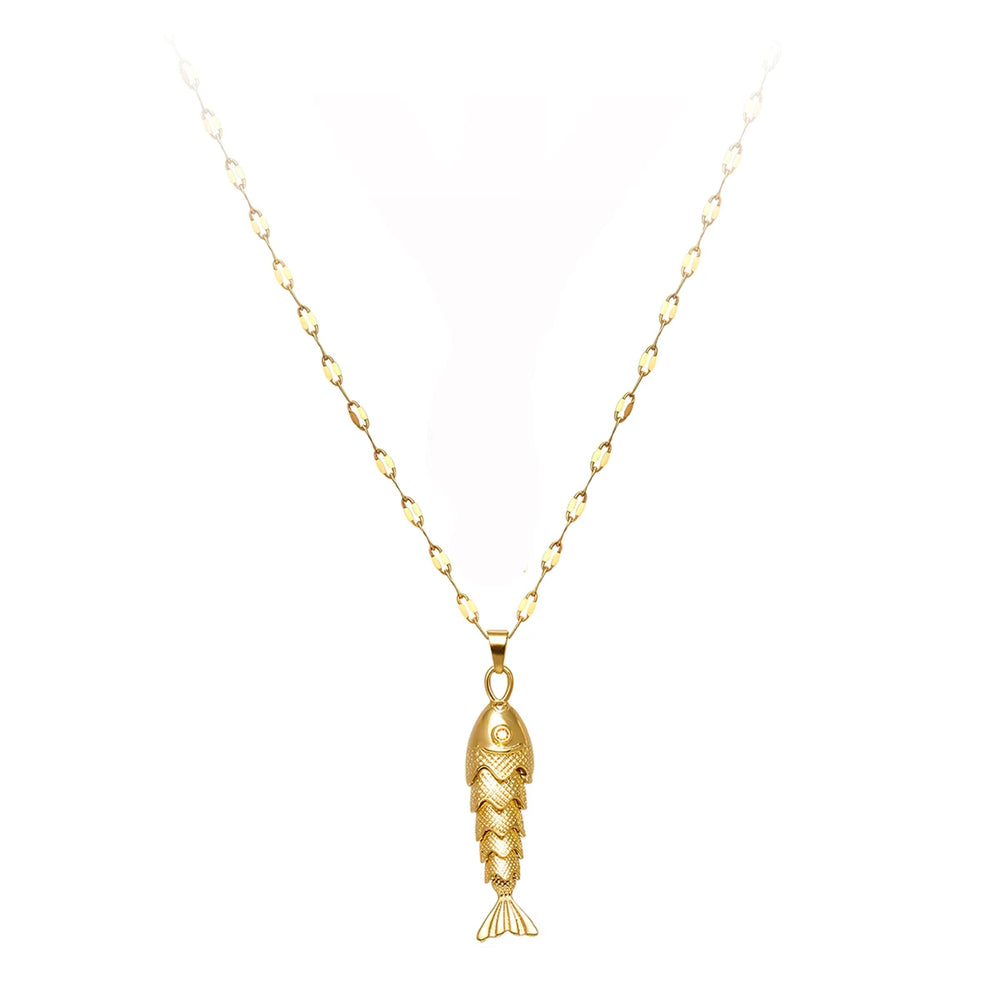Trendy Gold-Plated Retro Personality Agile Small Fish Necklace for Women Anti-Allergic Fashionable J