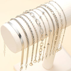 11Pcs/Set Boho Twisted Flat Snake Chain Anklet for Women Summer Beach Vintage Barefoot A detail view