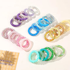 6pcs Sweet Cute Colorful Spiral Hair Ties Resin Jelly Coil Hair Rings Elastic Women Gi close-up view