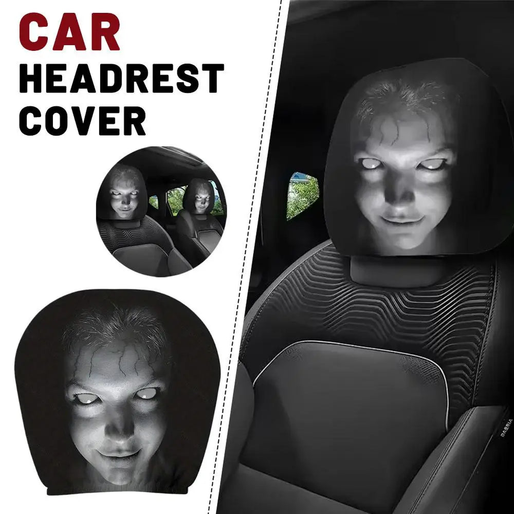 Skull Car Headrest Covers Universal Elastic Fit Halloween 2-Piece