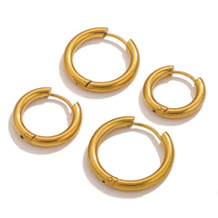6pcs Stainless Steel 3mm 4mm Hoop Earrings | PVD Gold Plated Korean Round Earrings fo alternate view
