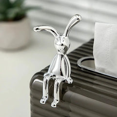 2PC Long-Eared Rabbit Double Statue Cartoon Decoration Accessories Living Room Bedroom close-up view