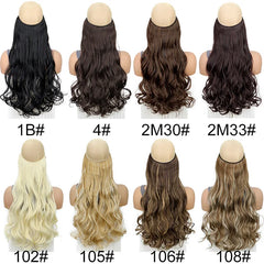 WIGSIN Synthetic One Piece No Clip Hair Extension 20Inch Long Curly Fish Line Fake Ha alternate view