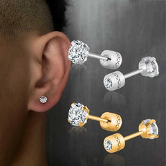 2Pcs Medical Stainless Steel Crystals Stud Earrings Screws Piercing Tragus Cartilage Ear Studs Earri
