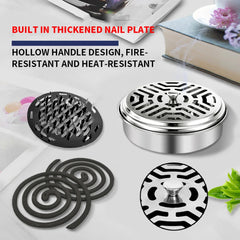 Stainless Steel Mosquito Coil Holder with Cover | Round Mosquito Coil Tray alternate view