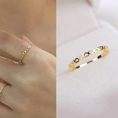 Huitan Exquisite Heart to Heart Finger Rings Women Simple Stylish Metal Rings Daily W alternate view