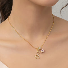 Fashion Letter Necklace for Women Pink Zircon Heart-shaped Pendant Suitable for Girls alternate view