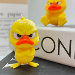 3D Printing Angry Yellow Duck Statue, Angry White Eyed Funny Duck, Humorous Indoor/outdoor Home Deco