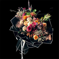 Florist Bouquet Wrapping Paper | 5 Pack Black and White Aristocrat Flower Wrap close-up view