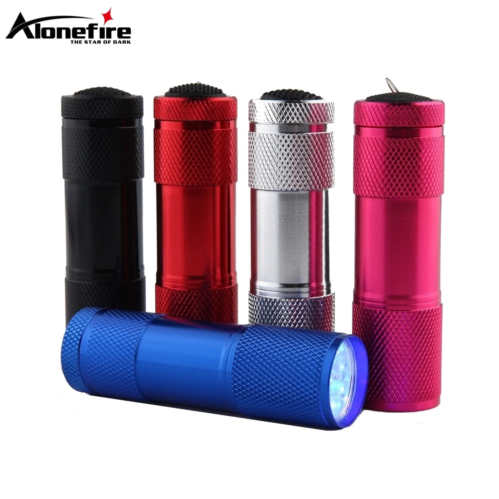 9 LED White Light Lighting Flashlight Aluminium Mini Torch Outdoor Portable Travel Hike Fishing Home