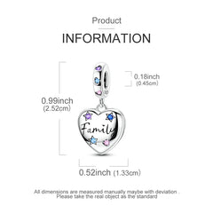 925 Sterling Silver Happy Family Charms Bead Zirconium Family Love Dangle Fit Original B detail view