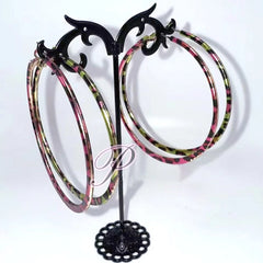 Pink Leopard Print Round Hoop Earrings | Y2K Vintage Punk Jewelry detail view