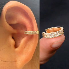 Geometric Rainbow CZ Cuff Clip On Earrings for Women