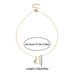 Moon and Sun Zircon Pendant Necklace | 316L Stainless Steel Choker detail view