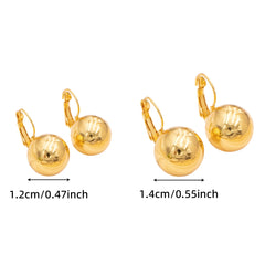 Round Ball Drop Earrings Hollow Stainless Steel Hoop Earrings Smooth Metal Ears Pierc alternate view