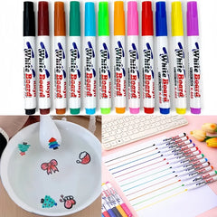 12Pcs Magical Water Painting Pen Toy Markers Floating Ink Pen Doodle Water Pens Montessori Early Edu