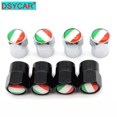 Italy Flag Tire Valve Caps 4 Pcs Aluminium Alloy Copper