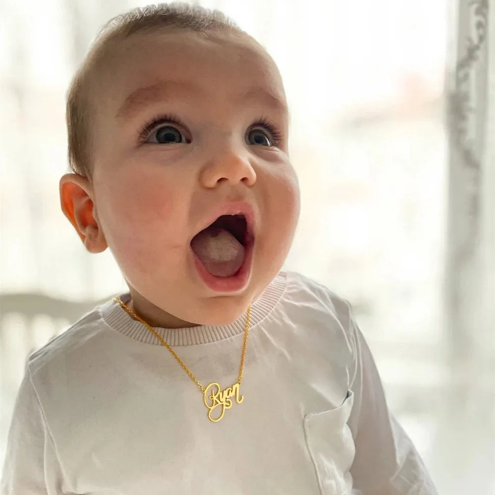 Personalized Name Necklace for Little Girl Boy | Stainless Steel Initial Customized Gift
