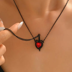 Gothic Sword and Heart Pendant Necklace Set | 2-Piece Gothic Jewelry for Halloween alternate view