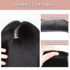 2pcs Clip In Hairpiece | Seamless Synthetic Hair Pad for Women close-up view