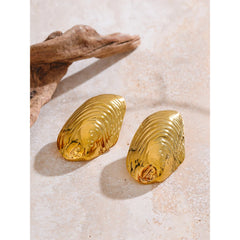 Yhpup Stainless Steel Statement Gold Color PVD Plated Big Stud Earrings for Women Jew alternate view