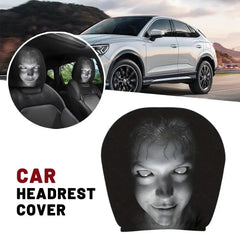 Skull Car Headrest Covers Universal Elastic Fit Halloween 2-Piece detail view