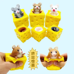 Stress-relieving Pet Cheese Mouse Cheese Pinch Fun Stress Ball Vent Squirrel Cup Prank T detail view