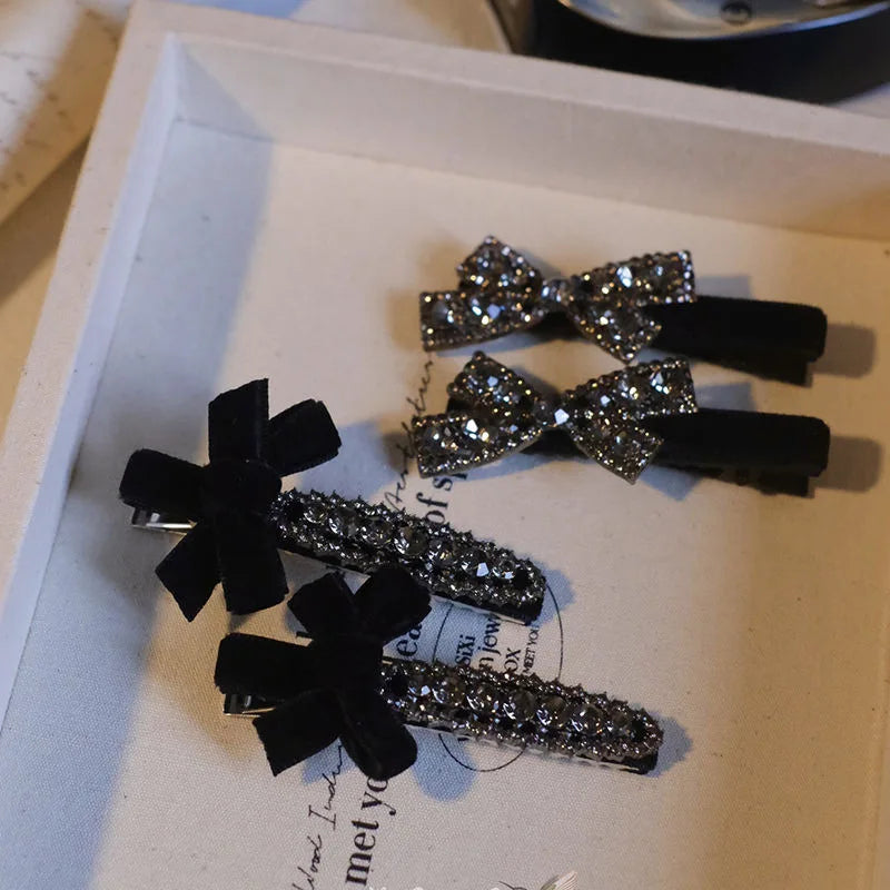 Sweet Bow Rhinestone Hair Clips 2pcs/set