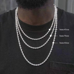 1 Piece Silver Color Width 2mm/3mm/4mm/5mm Rope Chain Necklace for Men Women Stainless Steel Twisted Singapore Layering Collier
