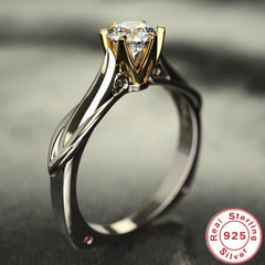 New 925 Sterling Silver Ring Six Claws Eight Hearts And Arrows Zircon Simulation Moissan Diamond Rin