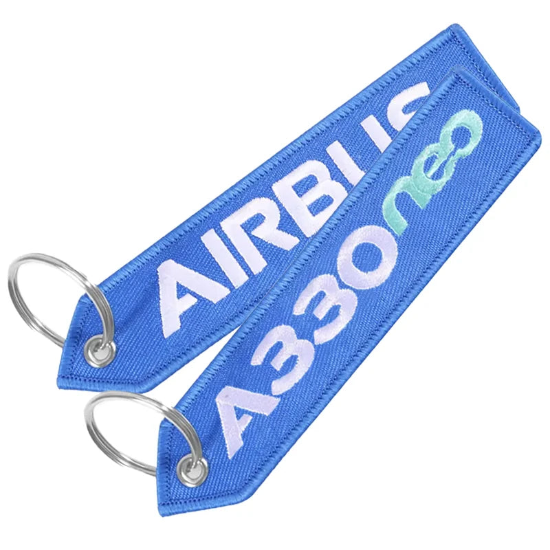 AIRBUS Keychain Double-sided Embroidery A330 NEO Aviation Key Ring Chain for Aviation Gift Strap Lan
