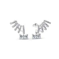 925 Silver Heart and Butterfly Stud Earrings | Elegant Fine Jewelry Gift for Women close-up view