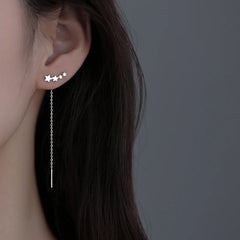 EVISPOL New Design Star Long Tassel Earrings for Women Fashion CZ Dangle Stud Earring Ca detail view