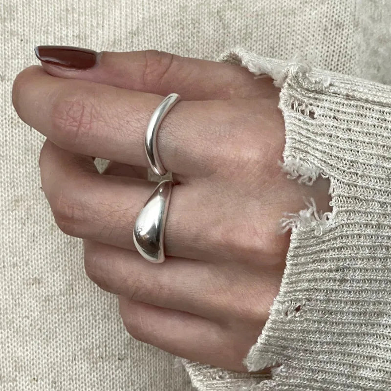 VENTFILLE 925 Sterling Silver Irregular Ring for Women Geometry Versatile Minimalism Accessories Jew