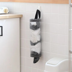 1pc Grey Sundries Bag Storage Wall Mount Mesh Plastic Bags Dispenser Hanging Reused Stor detail view
