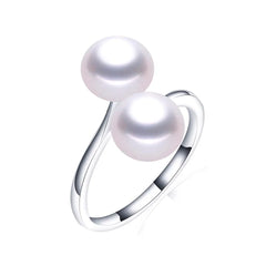 2026 New Arrival Black Natural Freshwater Pearl Ring Adjustable Fashion Novel Ring 925 S detail view