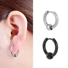 Black Punk Stainless Steel Stud Earrings Set for Men And Women Vintage Hip Hop Piercin close-up view