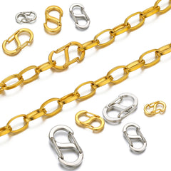 5Pcs Stainless Steel Chic Letter S Buckle 18k Gold Spring Lobster Clasps Necklace Hooks Bracelets Connectors DIY Jewelry Making