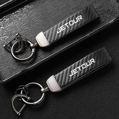 Jetour Keychain Carbon Fiber Style | Microfiber Leather Key Ring alternate view