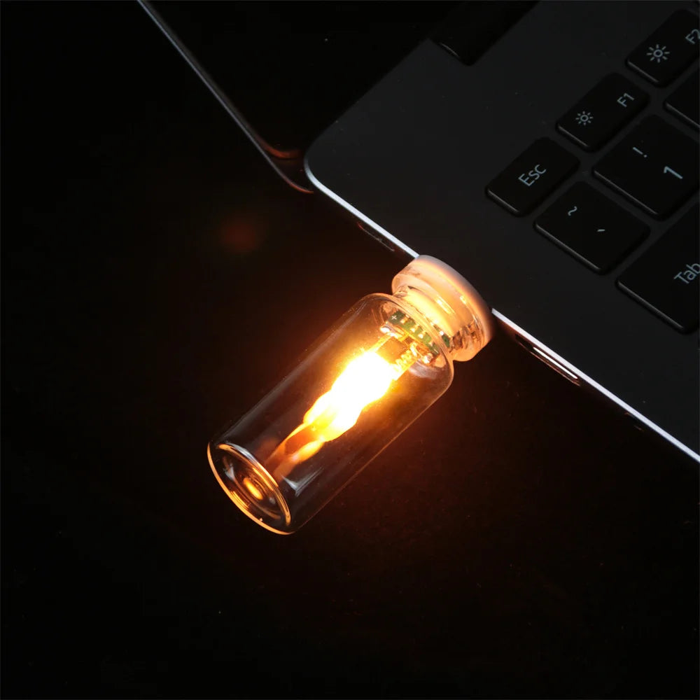 USB LED Flashing Candle Light | 5V Flame Night Light with Frosted Clear Glass and Touch Control