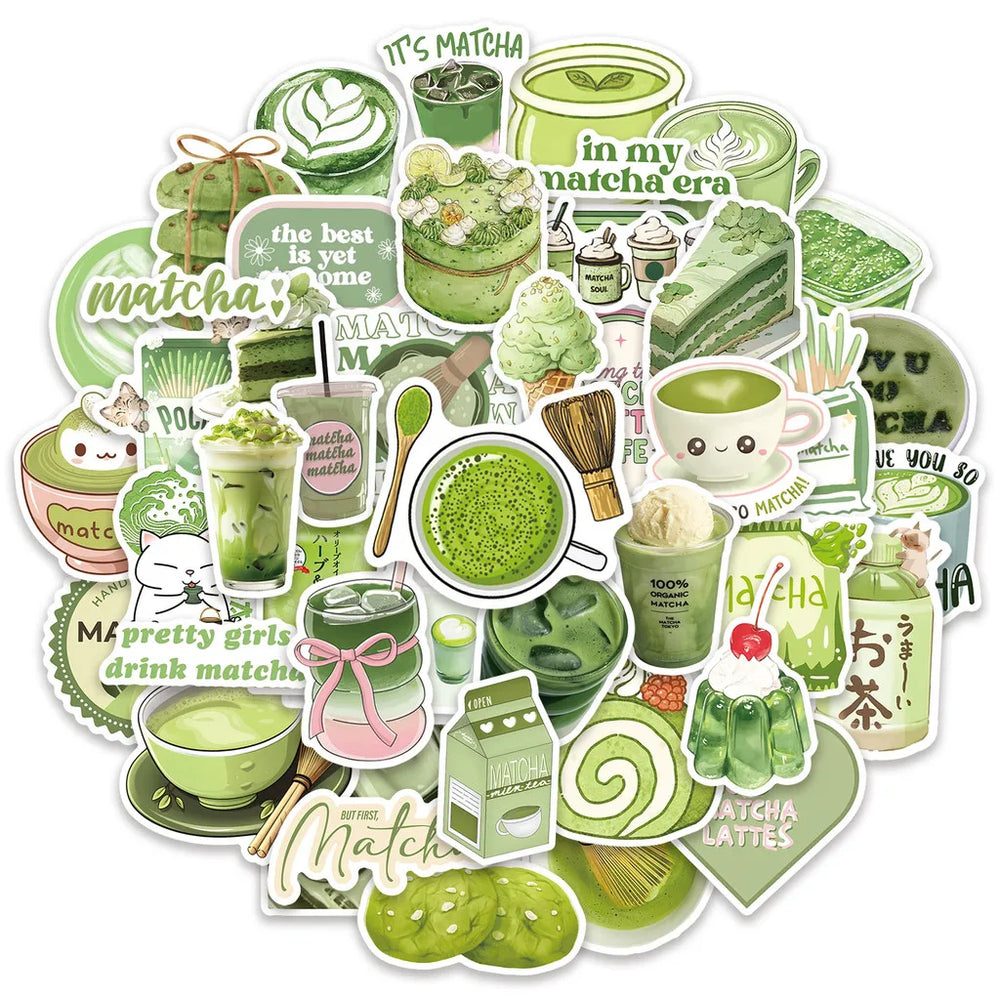 Matcha Girl Stickers Set | 50 Cute Cartoon Decals for Notebooks, Laptops & Luggage