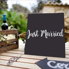 Just Married Vinyl Decal Sticker, Glitter Matte PVC for Glass