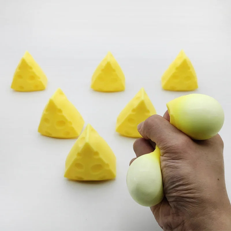 Adult Squeeze Toy Simulation Cheese Squeeze Toys Soft Cute Decompressing Pinching Cheese Sticky Slow