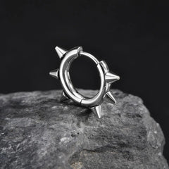 Stainless Steel Rivet Hoop Earrings for Men | Waterproof and Hypoallergenic Circle Ear close-up view