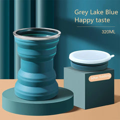 Portable Foldable Silicone Cup | Travel Mug with Lid and Lanyard detail view